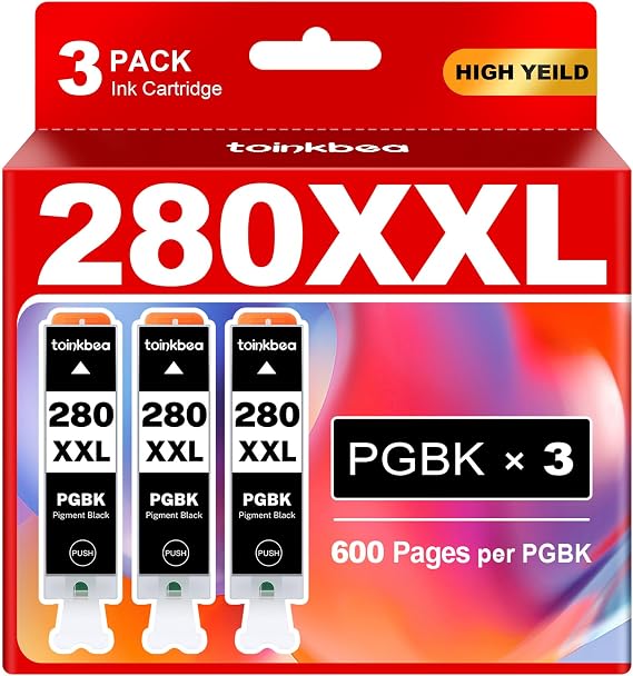 280XXL Black Ink Cartridges Compatible for Canon 280 XXL 3-Pack PGBK