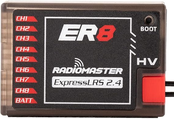 Radiomaster ER8 8CH PWM CRSF ExpressLRS Receiver 2.4Ghz 100mw Dual Antenna | For Fixed-wing Aircraft