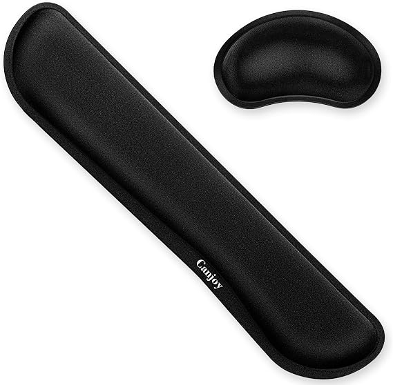 Keyboard Wrist Rest, Canjoy Ergonomic Wrist Rest Cushion Support Pad | Gel Wrist Rest, Pain Relief Mouse Hand Rest Easy, Typing Pain Relief for Computer, Laptop Cushion with Anti-Skid Rubber Base