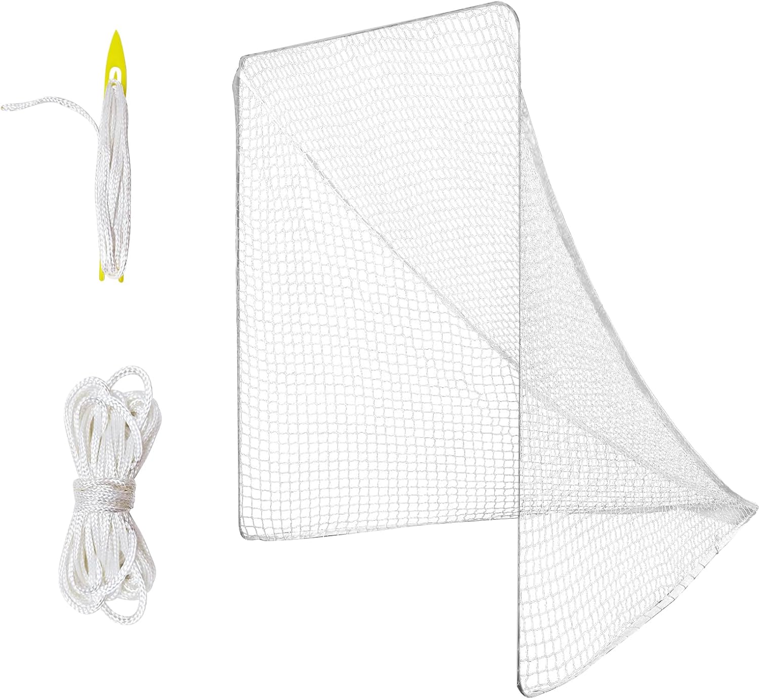 4mm Heavy Duty 6’X6’X7’Lacrosse Net with 2x49ft Lacrosse Goal Net Lacing Rope and 1xrandom Color Installation Tool Lacrosse Net Replacement for Lacrosse Practice or Competition of Backyard, Playground