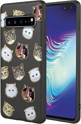Phone Case for Galaxy S10 5G Case, Samsung S10 5G Case, SM-G977U Case Cute cat Pattern Design Slim Protective Soft TPU Bumper Phone Cover for Samsung Galaxy S10 5G Black Cat