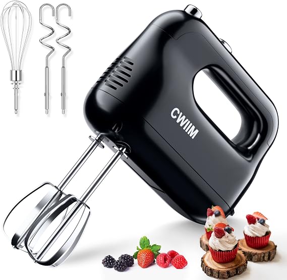 5-Speed Electric Hand Mixer with 5 Stainless Steel Accessories Whisk, Food Beater for Whipping Mixing Cookies Cakes Eggs Dough