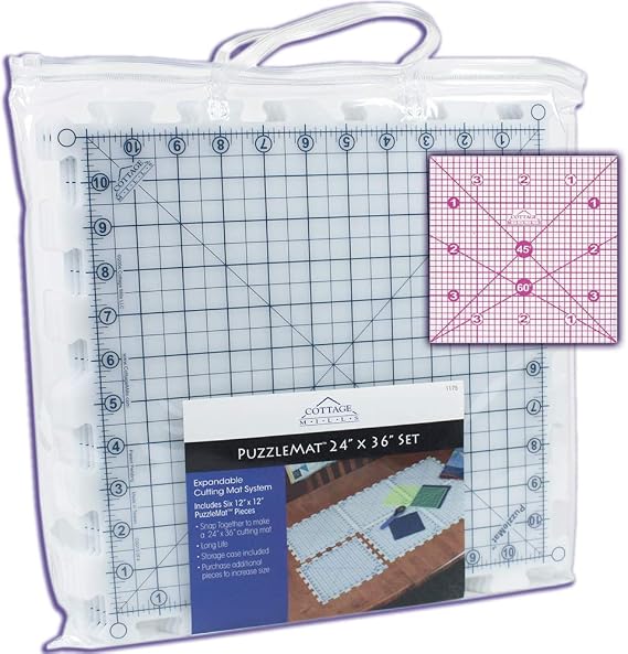 PuzzleMat 24x36 Rotary Cutting Mat Set: Six 12x12 Pieces, Carrying Case