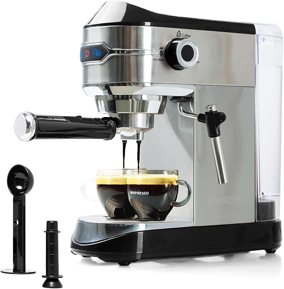 Mixpresso 15 Bar Espresso Machine for Home with Milk Frother Steam Wand