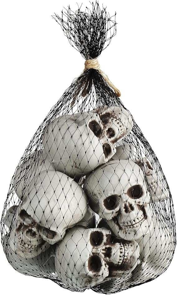 Boao 10 Pcs Halloween Skeleton Head Mini Skulls for Party Table Decor | Hollow Black Eyes, Bone Texture, Indoor Outdoor Decor, Haunted House Props, Spooky Atmosphere, Tabletop Centerpiece