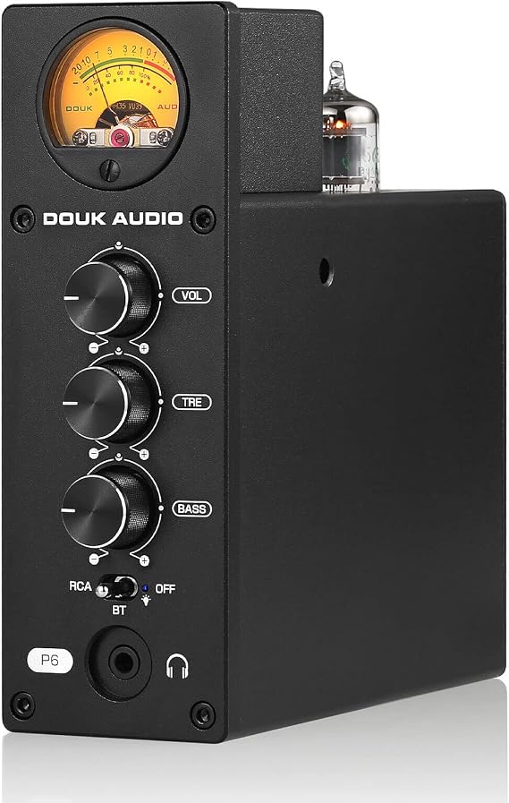 Douk Audio P6 HiFi Bluetooth Tube Preamplifier Stereo Audio Amplifier Headphone Amplifier Tube Preamp with VU Meter