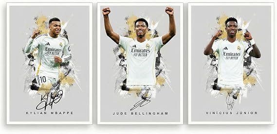 Jude Bellingham Real Madrid Signed Photo Poster A4/A3 Print Picture Display Framed Autograph Memorabilia for Football Fans Gift England ((A4 Unframed) Bellingham Mbappe Vini Jr)