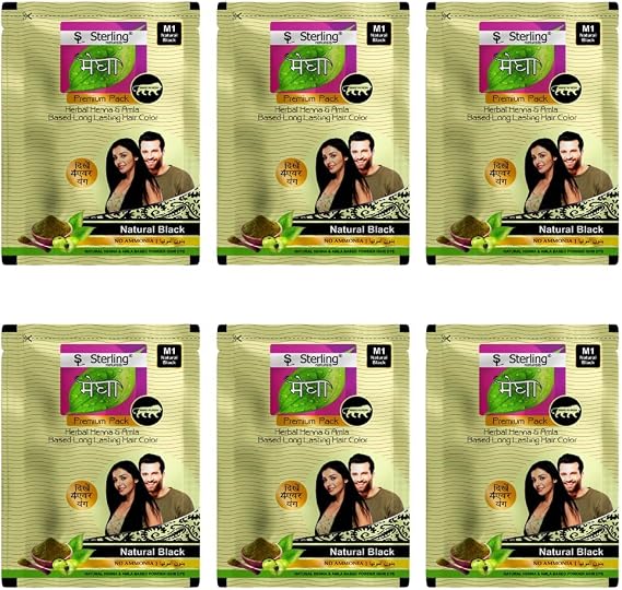 deal Megha Mehandi Hair Care Powder Megha Mehandi 15gm(Pack of 6) for Natural Hair Color Solution | for Men & Women (M1 Natural Black)
