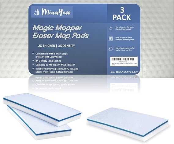 Magic Mopper Sponge Eraser Mop Pad, Compatible Fit Bona & 18" Mops