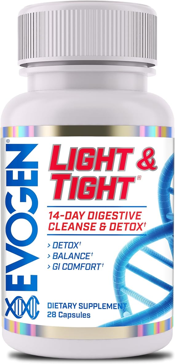 Evogen Light & Tight 14-Day Colon Cleanse & Detox | 28 Capsules | PreforPro prebiotic to flush waste, reduce bloating and support a lean midsection, gut and immune health