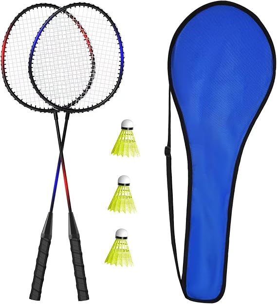 KH 2-4 Player Badminton Rackets Set for Adults Kids,Family Back Garden Sports Games,Racquets,Shuttlecocks & Carry Bag Included