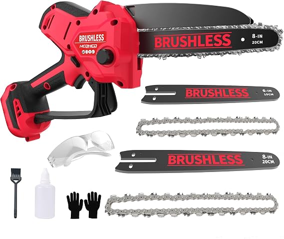 Mini Chainsaw Compatible With Milwaukee Chainsaw M18 Battery,8 Inch & 6 Inch Cordless Pruning Chainsaws,1000W Brushless Powered Mini Chain Saw for Tree Trimming (Not battery)