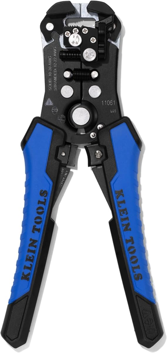 Klein Tools 11061 Self-Adjusting Stripper / Cutter, Heavy Duty, for 10-20 AWG Solid, 12-22 AWG Stranded, and Romex Wire 12/2 and 14/3