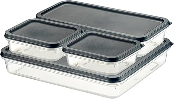 Promotional Multi-Piece Storage Container Set, 4800ml Total Volume, 4 Pieces (Black)