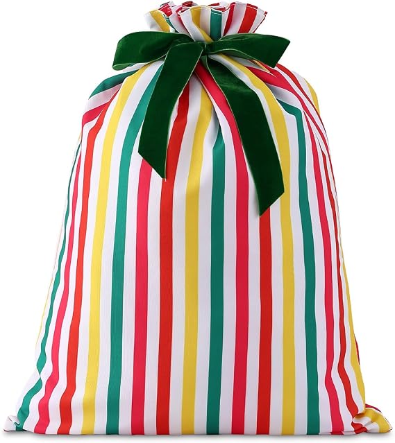 DYSHAYEN Striped Santa Sack Bag, 19.7 X 27.6 In, Colourful