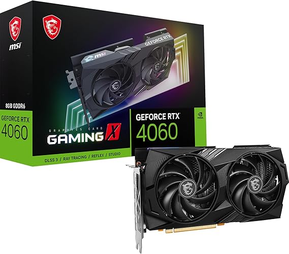 MSI GeForce RTX 4060 Gaming X 8G Graphics Card - RTX 4060 GPU, 8GB GDDR6 (17Gbps/128-bit), PCIe 4.0 - Twin FROZR 9 (2 x TORX Fan 5.0), RGB - HDMI 2.1, DisplayPort 1.4a