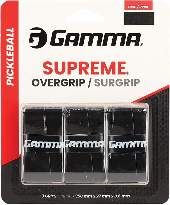 Gamma Pickleball Supreme Overgrip, Easy to Apply Grip Tape for Pickleball Paddles, Badminton, Squash, Padel Racquets, Replacement Tacky Over Wrap Bands, Multiple Color OG