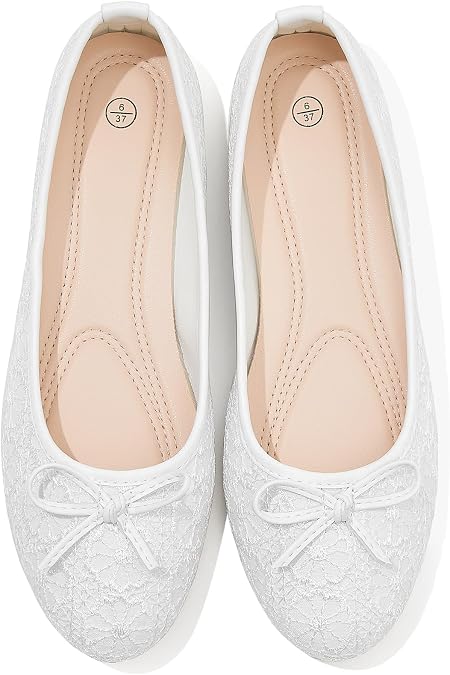 Dress Shoes for Women Round Toe Flats Shoes Lace Ballet Flats Dressy Comfortable Foldable Flats Low Heel