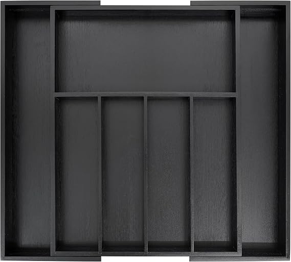 VaeFae Bamboo Drawer Organizer, Large, Black
