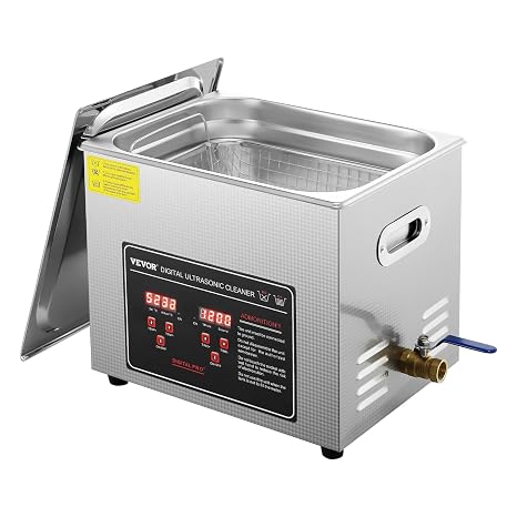 VEVOR Ultrasonic Cleaning with Digital Timer & Heater, Professional Ultra Sonic Jewelry Cleaner, Stainless Steel Heated Cleaning Machine for Glasses Watch Rings Small Parts Circuit Board (10L) | with Digital Timer & Heater, Stainless Steel Heated Cleaner Machine for Glasses, Watch, Rings, Small Parts, Circuit Board