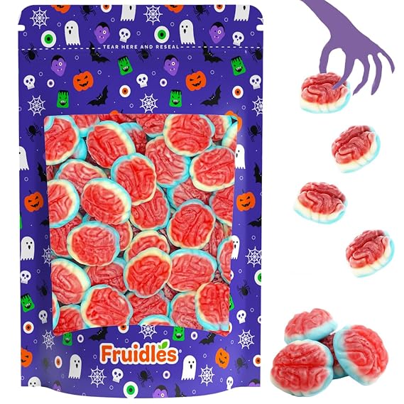 Fruidles Halloween Gummy Brains Candy, Trick-Or-Treat Party Bag Fillers, Party Favor (Half-Pound)