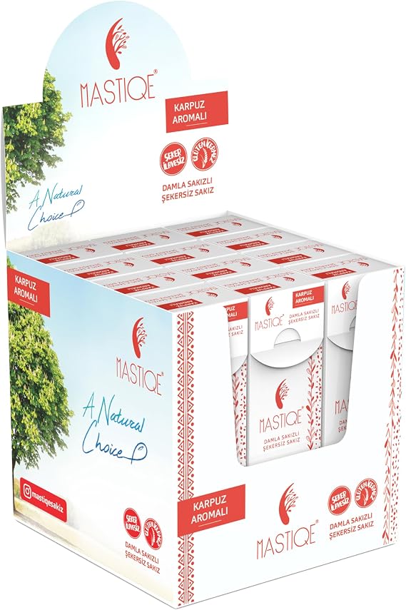 Mastiqe Natural Flavored Gummy Sugar Free Gum 20 Grx 12 Pieces (Watermelon)