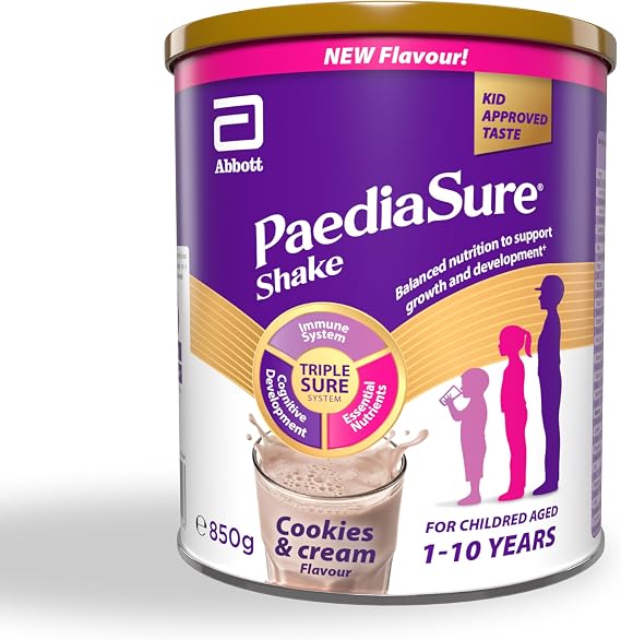 PaediaSure Shake – Cookies & Cream Flavour – 850g – with Vitamin D | Supports healthy growth with Multivitamin and protein for Kids