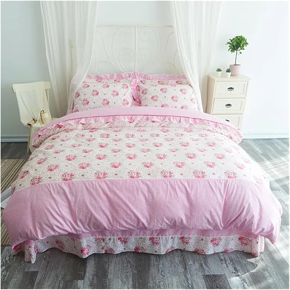 Bed, Sheet Comforter Set with Ruffles Queen Size Cotton Soft Comforter Set Queen Size Double Bed Set
