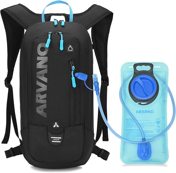 Hydration Backpack with 2L Water Bladder - Lightweight Breathable 6L Cycling Skiing Rucksack for Mountain Biking, Motorcycle, Running for Men & Women