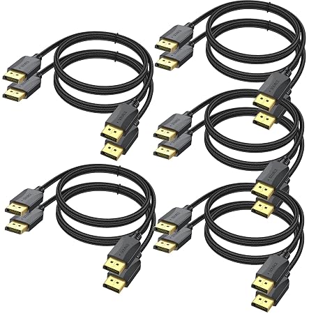 4K DisplayPort Cable 10-Pack, 6 Feet, 4K@60Hz Thin DP to DP Cord, Braided