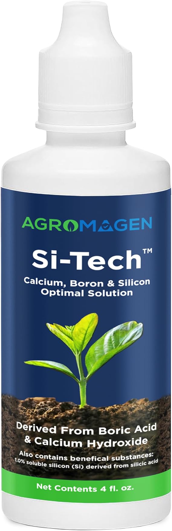 AgroMagen Si-Tech Mono Silicic Acid Plant Nutrient Bioavailable Silicon Supplement with Chelation Technology for Stronger Roots, Growth, Stress Resistance & Yield(4 fl.oz)