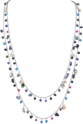 Bocar 2 Layer Link Chain Crystal Acrylic Women Fashion Long 35 Necklace NK-10564