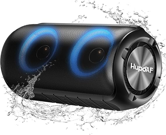 Bluetooth Speaker with Light Bluetooth 5.3 Music Box Portable Bluetooth Box with 52 mm Diameter Dual Speakers Deep Bass IPX7 Waterproof Outdoor Speaker for Travel/Parties/Beach