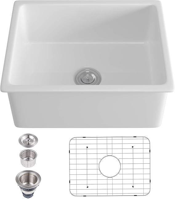 Eridanus 24x18 Undermount Kitchen Sink Rectangular Ceramic Single Bowl