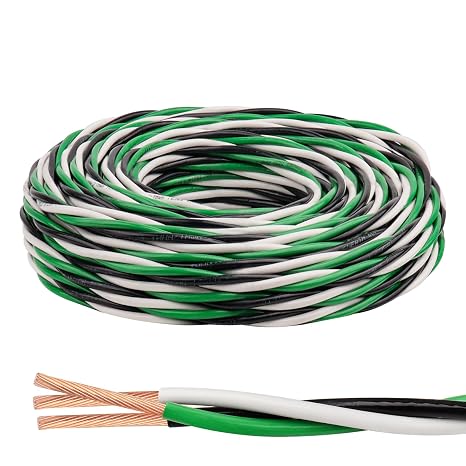 THHN Wire 12 Gauge 3 Conductors Copper Wire Black White Green, 15FT