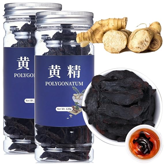 Wanhua Hall Rhizoma Polygonati,HuangJing 8.5oz/240g Chinese Raw Materials Wild Polygonatum Rhizoma Polygonati Natural Herbal Tea Caffeine-free