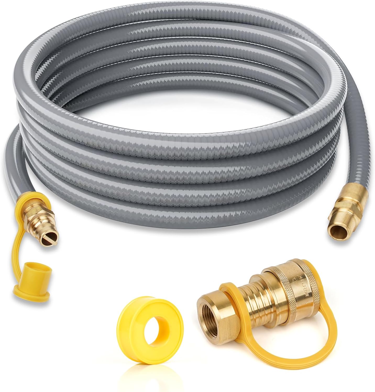 34 ID Natural Gas Hose,Quick Connect Fittings for NGLP Propane Appliances, Grill,Patio Heaters,Generators, Indoors & Outdoors 36FT