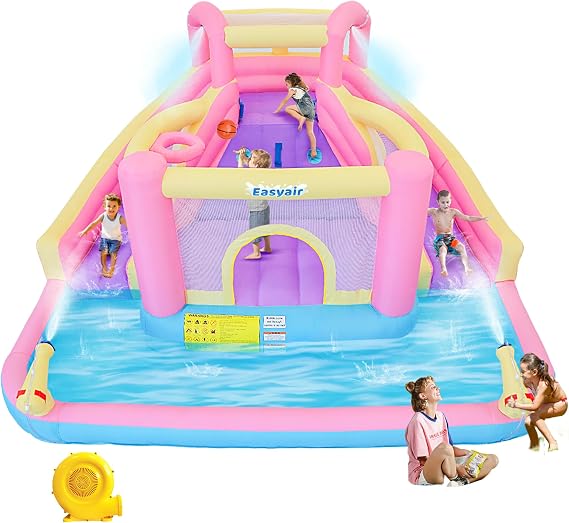 Inflatable Bounce House Water Slide, Dual Slides Bouncy Castle