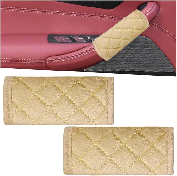 2PCS Car Grab Handle Cover, Car Inside Door Handle Protector (Beige)