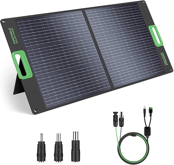 100W Portable Solar Panel for Power Station Generator, Waterproof Foldable