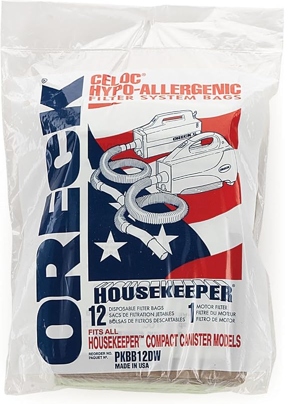 Oreck Commercial Super Compact Canister Vacuum Cleaner Bags, Pack of 12 | Advanced Filtration, Disposable, Oreck Vacuum Cleaner Bags for Use in Compact Canister Vacuums