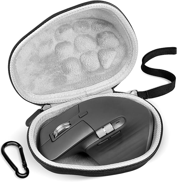 Hard Travel Mouse Case Compatible with Logitech MX Master 4, Master 3S / 3, Master 2S Computer Wireless Mouse Carrying Bag with Clip and Lanyard
