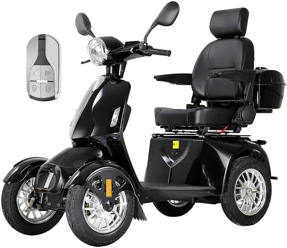 Mobility Scooters for Seniors & Adults, Heavy Duty 4-Wheel 3 Speed Medical Electric Powered Wheelchair Device 800W All Terrain, Elderly Rear Lockbox Adjustable Seat