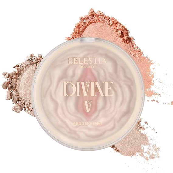 SELESTIA BEAUTY Powder Highlighter Makeup Divine V Radiant Glow for All Skin Tones, Easy-to-Apply, 0.53 oz