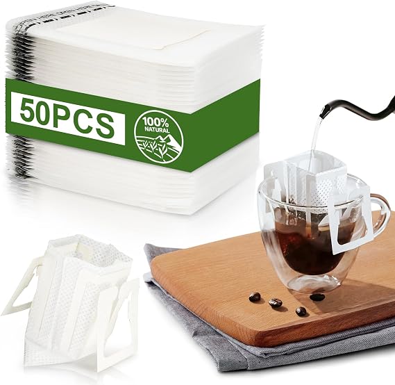 CARGEN 50Pcs Portable Coffee Filter Paper Bags,Hanging Ear Drip Coffee Bag