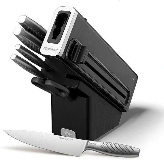 Ninja K62006EUUK StaySharp Knife Block with Built-In Sharpener Sharp 6-Piece Knife Set with 5 Different Knives and 1 Stainless Steel Scissors Anthracite