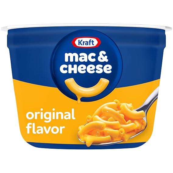 Kraft Mac & Cheese, 1 Cup, for Easy Dinner or Dinner Sides, Original Flavor, No Artificial Flavors, Preservatives or Dyes, 2.05 oz