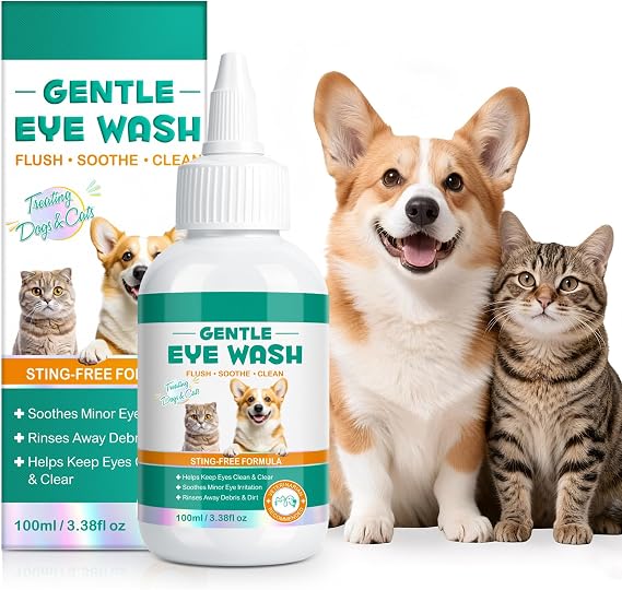 Cat & Dog Eye Drops for Infection, 100ml Pet Eye Drops for Dogs & Cats | Relieve Eyes Dryness, Itching & Irritation, Natural