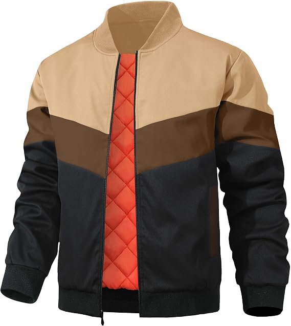 Zaitun Men's Jackets Lightweight Bomber Jacket Winter Warm Quilted Lined Coats Casual Windbreaker Varsity