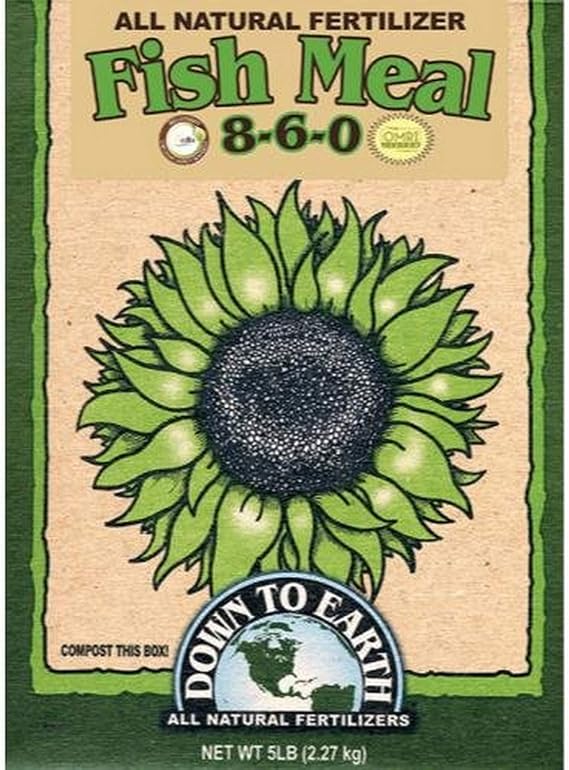 Down to Earth Fish Meal All Natural Fertilizer 8-6-0 OMRI & CDFA Listed, 5 lb.